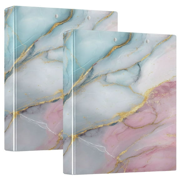 3 Ring Binder 1.5 inch Round Rings with Interior Pockets Binders Organizer Office School 2Pack Beautiful Soft Marble Pattern