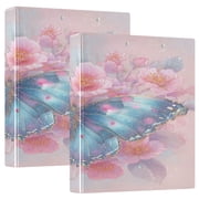 3 Ring Binder 1.5 inch Round Rings with Interior Pockets Binders Organizer Office School 2Pack Bright Blue Butterfly
