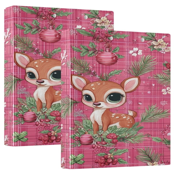 3 Ring Binder 1.5 inch Round Rings with Interior Pockets Binders Organizer Office School 2Pack Cute Adorable Baby Deer