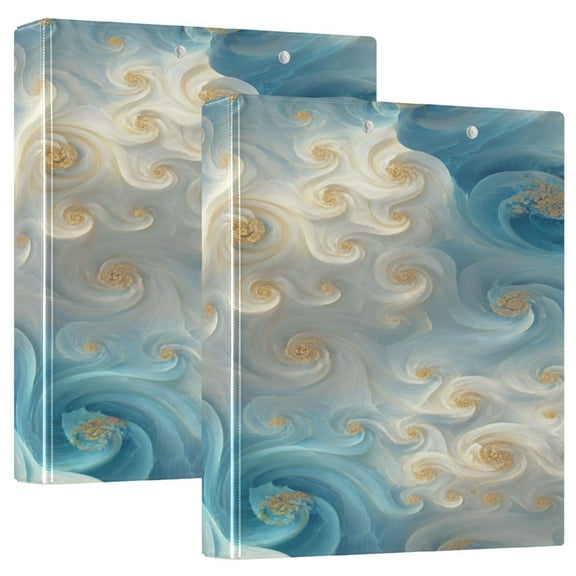 3 Ring Binder 1.5 inch Round Rings with Interior Pockets Binders Organizer Office School 2Pack Digital Fractal Swirls