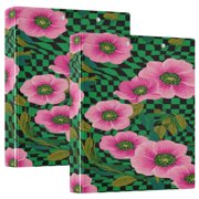 3 Ring Binder 1.5 inch Round Rings with Interior Pockets Binders Organizer Office School 2Pack Groovy Green and Pink Flowers