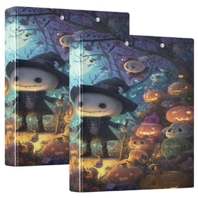 3 Ring Binder 1.5 inch Round Rings with Interior Pockets Binders Organizer Office School 2Pack Halloween Characters Party