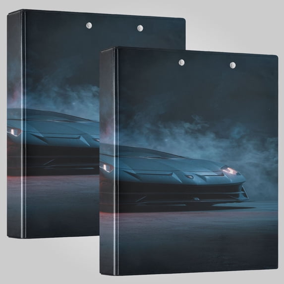3 Ring Binder 1.5 inch Round Rings with Interior Pockets Binders Organizer Office School 2Pack Hyper-realistic Black Racing Car