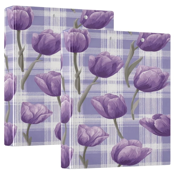 3 Ring Binder 1.5 inch Round Rings with Interior Pockets Binders Organizer Office School 2Pack Lovely Lavender Tulip Flowers