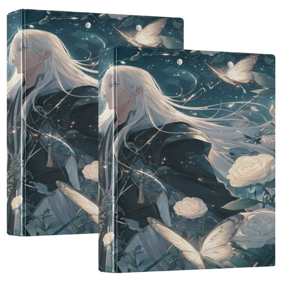 3 Ring Binder 1.5 inch Round Rings with Interior Pockets Binders Organizer Office School 2Pack Moonlight Messenger