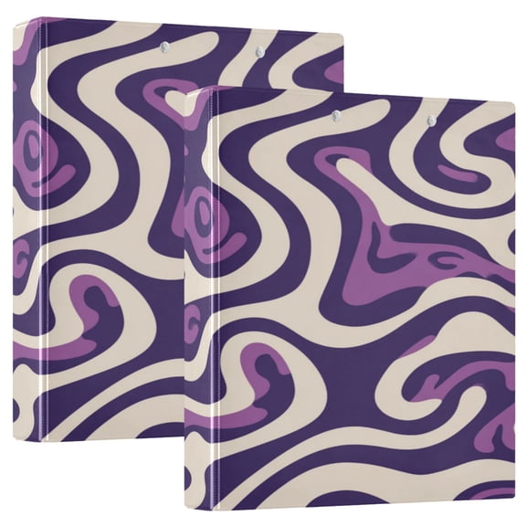 3 Ring Binder 1.5 inch Round Rings with Interior Pockets Binders Organizer Office School 2Pack Purple Abstract Artwork Pattern