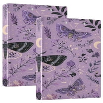 3 Ring Binder 1.5 inch Round Rings with Interior Pockets Binders Organizer Office School 2Pack Purple Moths