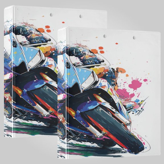 3 Ring Binder 1.5 inch Round Rings with Interior Pockets Binders Organizer Office School 2Pack Racing Splash Pattern