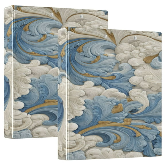 3 Ring Binder 1.5 inch Round Rings with Interior Pockets Binders Organizer Office School 2Pack Soft Blue and Beige