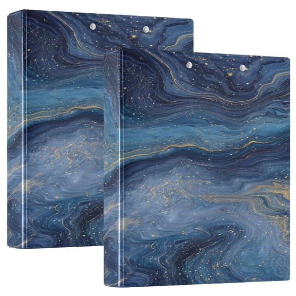 3 Ring Binder 1.5 inch Round Rings with Interior Pockets Binders Organizer Office School 2Pack Star Marble Swirls