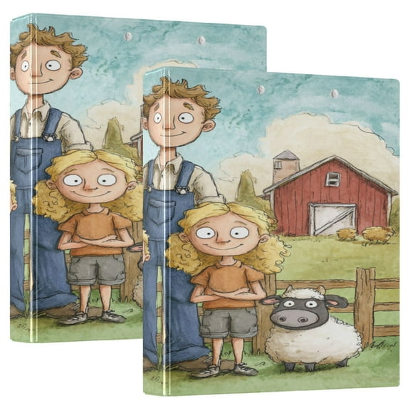 3 Ring Binder 1.5 inch Round Rings with Interior Pockets Binders Organizer Office School 2Pack The Farm Family