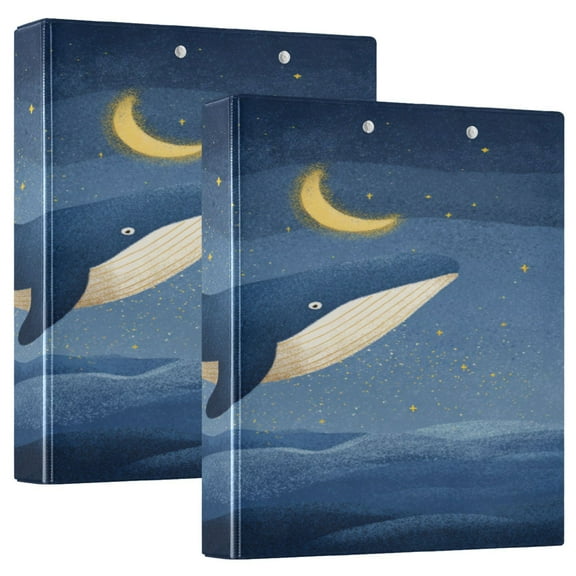 3 Ring Binder 1.5 inch Round Rings with Interior Pockets Binders Organizer Office School 2Pack The Whale Is Flying