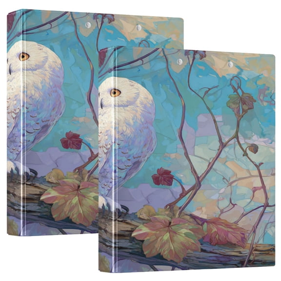 3 Ring Binder 1.5 inch Round Rings with Interior Pockets Binders Organizer Office School 2Pack Vigilant Owl