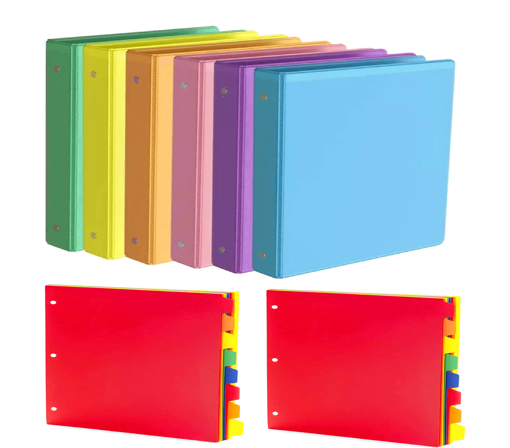 3 Ring Binder 1 Inch, 6 Pack 1-Inch Binder (Assorted 6 Color) with 2 ...