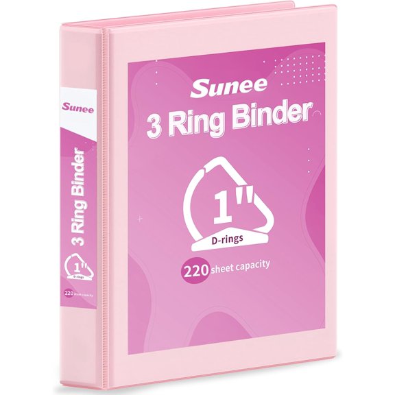 3 Ring Binder, 1 Inch D Ring, Clear View PVC-Free (Fit 8.5x11 Inches), Pink, 1 Pack