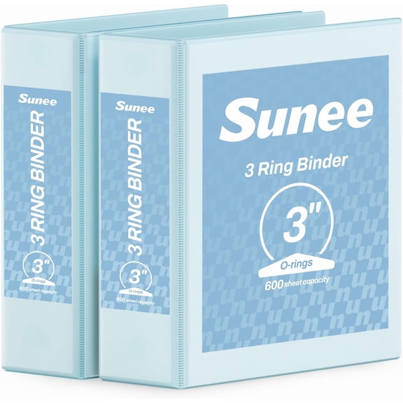 3 Ring Binder 3 Inch 2 Pack, Clear View Binder Three Ring PVC-Free (Fit 8.5x11 Inches) for School or Office Supplies, Blue