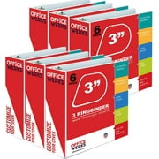 3 Ring Binder, 3" Professional Slant D-Rings, Presentation Folder for Standard Pages with Inside Pockets, Customizable Clear View White Binder (6 Pack)
