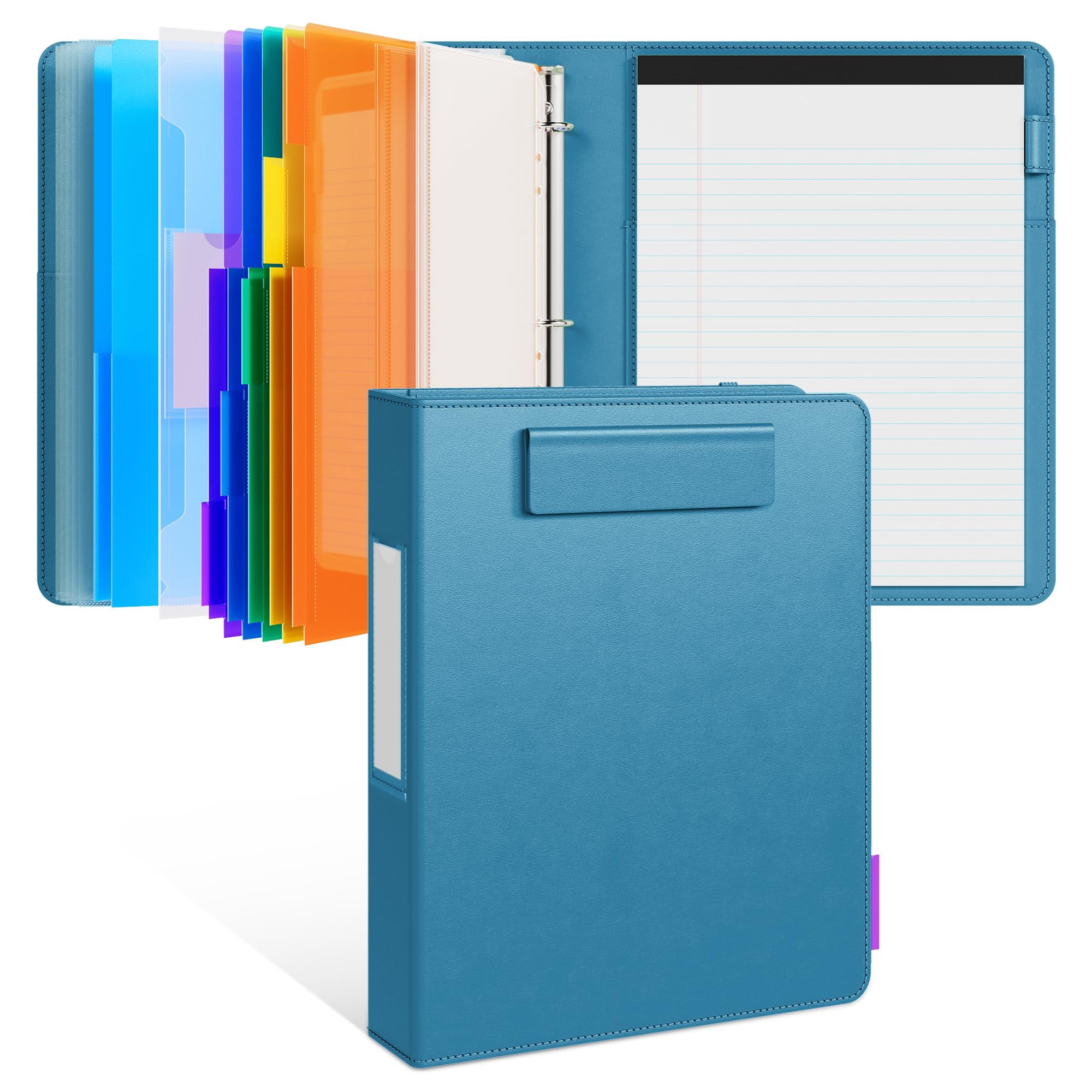 3 Ring Binder Clipboard With Storage 12.4"x10.2"magnetic Folder 5 Expandable Folders Refillable Lined Notepad (11" X 8.5") Ideal For School Office Nursing(dark Blue)