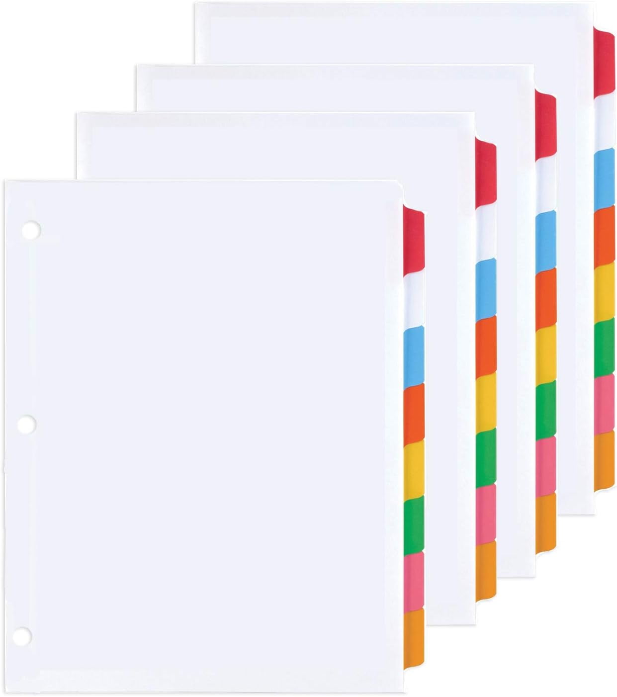 3 Ring Binder Dividers with 8 Color Tabs, Laminated Write-On Erasable ...