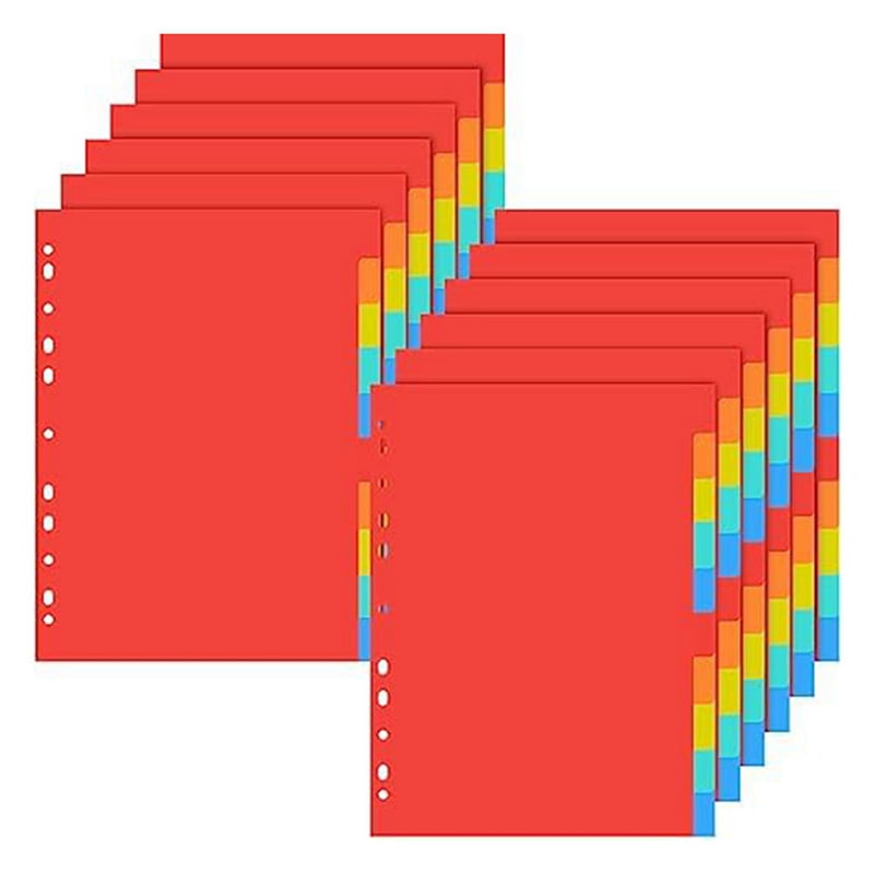 3 Ring Binder Dividers with Tabs Letter Size Notebook Dividers 5 Colors