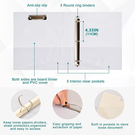 3 Ring Binder Folder Rabbits Bunny 1.5 Inch Large Decorative Clipboard Binders with Pockets Waterproof Holds 200 Sheets File for Office, SCH$$Office