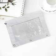 3 Ring Binder Pencil Case,Portable File Storage Bag,Versatile Waterproof Canvas Bag with Clear Window,Suitable for Home and Office