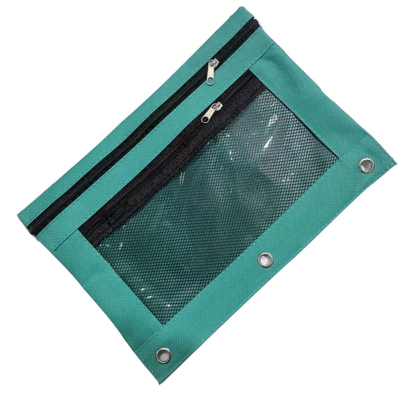 3-Ring Binder Pencil Pouch, Three Hole Zipper Pencil Case, Clear Window Oxford Cloth Large Capacity Detachable 3 Hole Pen Bag,(9.85X7In,Six colors available)