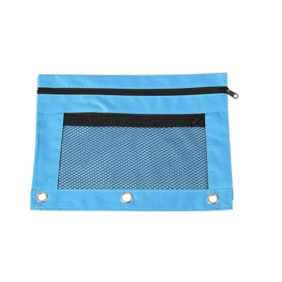 3 Ring Binder Pencil Pouch, Canvas Double Layer Mesh Large Capacity Zipper 3 Ring with Clear Window For Men and Women