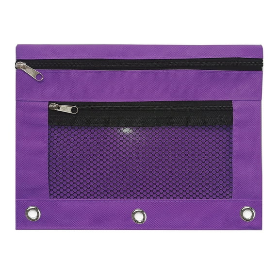 3-Ring Binder Pencil Pouch - Clear Zippered Organizer for Folders, Transparent Document Storage Case with Double Compartments (10"x7")