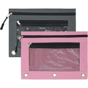 DoDoMagxanadu 3 Ring Binder Pencil Pouch with Zipper, Pencil Case with Rivet Enforced 3 Ring for School Supplies, 10 Pack 5 Colors