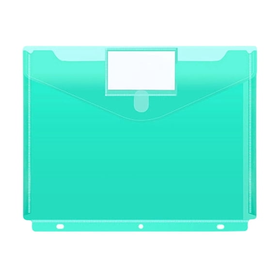 3 Ring Binder Pocket, Clear Front Letter Size Folder with Label Window & Snap Button Closure, Water-Resistant Poly Document Sleeve