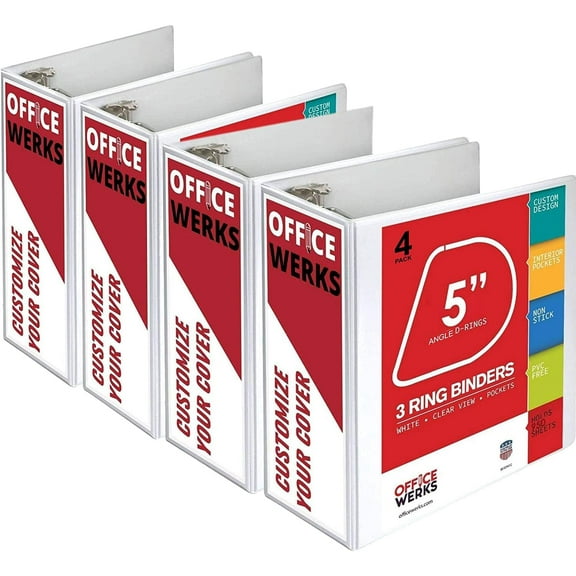 3 Ring Binder, Professional D Ring 5 Inch, Presentation Folder for Standard Pages 8.5 x 11 with Pockets, Crystal Clear View