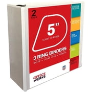 3 Ring Binder, Professional D Ring Binder, Presentation Folder 8.5 x 11 with Pockets, Clear View White Binder 5 Inch 2 Pack, White