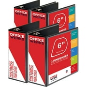3 Ring Binder, Professional D Ring Binder, Presentation Folder 8.5 x 11 with Pockets, Clear View White Binder 6 Inch 4 Pack, Black