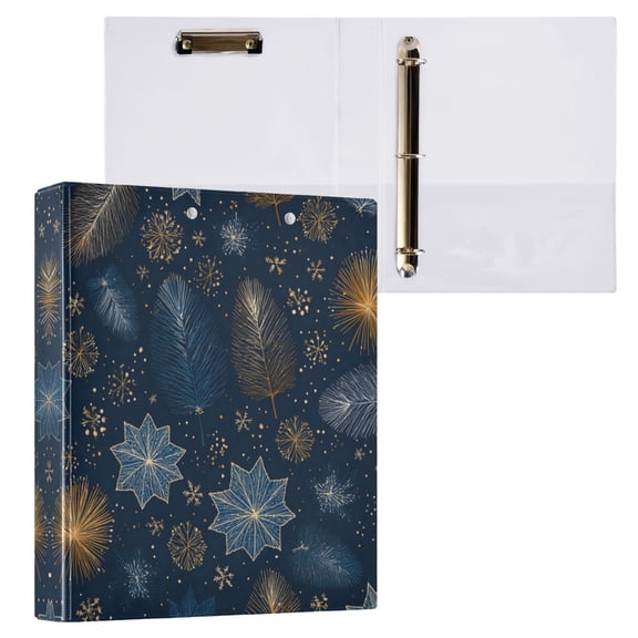 3 Ring Binder with Flattened Metal Clip 1.5" Round Rings Binder Organizer Golden Pine Needles