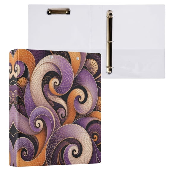 3 Ring Binder with Flattened Metal Clip 1.5" Round Rings Binder Organizer Multiple Helical Coiled Pattern