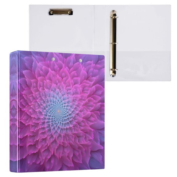 3 Ring Binder with Flattened Metal Clip 1.5" Round Rings Binder Organizer Petal-shaped Spiral Pattern