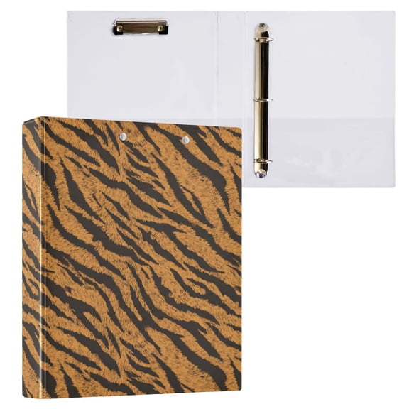 3 Ring Binder with Flattened Metal Clip 1.5" Round Rings Binder Organizer Tiger Stripes Pattern 2PCS