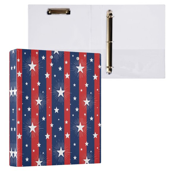 3 Ring Binder with Flattened Metal Clip 1.5" Round Rings Binder Organizer Vertical Stripes Alternating Pattern