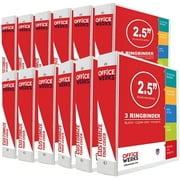 Performore 3 Ring Binders, 2.5 inch Round Rings, White, Clear View, Pockets, 12 Pack 3.2 Spine