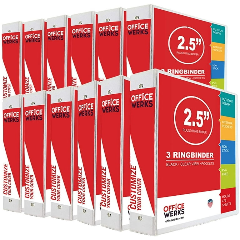 Cardinal Economy Round Ring View Binders - 3 Inch, White, 2 Pack, Holds 625 Sheets