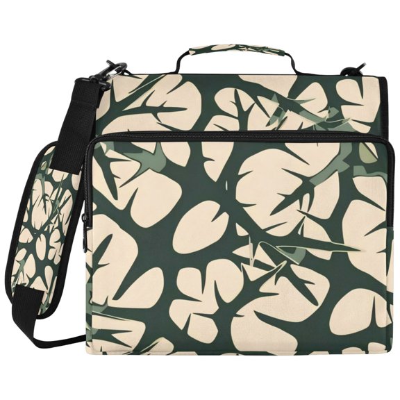 3Ring DRing Binder Bag, Water Resistant Nylon Binder Organizer Portfolio Case, Holds 14Inch Laptop, Large Capacity File Storage Bag for School Office Dark Green Briar