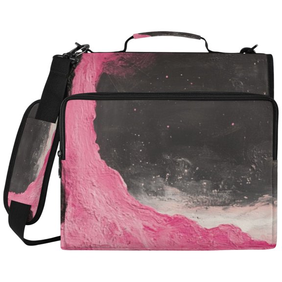 3Ring DRing Binder Bag, Water Resistant Nylon Binder Organizer Portfolio Case, Holds 14Inch Laptop, Large Capacity File Storage Bag for School Office Pink Lava Picture