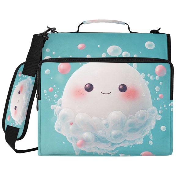 3Ring DRing Binder Bag, Water Resistant Nylon Binder Organizer Portfolio Case, Holds 14Inch Laptop, Large Capacity File Storage Bag for School Office Super Cute Gnocchi