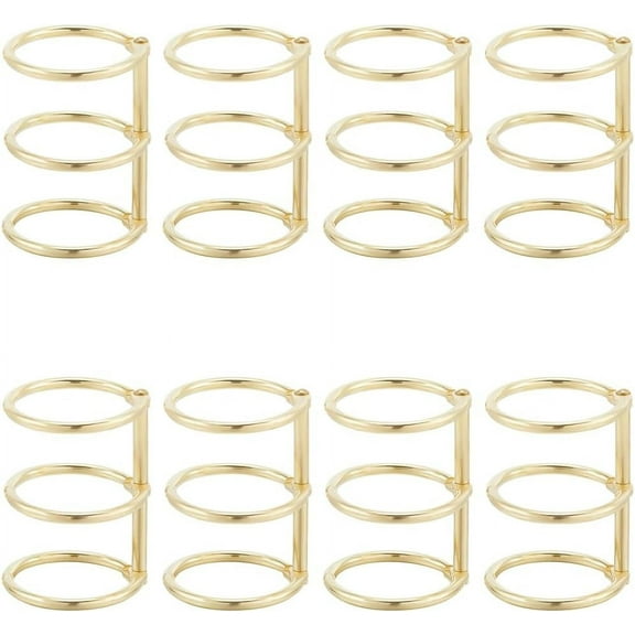 3-Ring Iron Loose Leaf Book Binder Hinged Rings Golden 40x30.5mm Iron