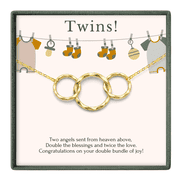 HOPE LOVE SHINE Gift for Mom Expecting Twins   3 Ring Necklace for Twin Pregnancy or New Mom