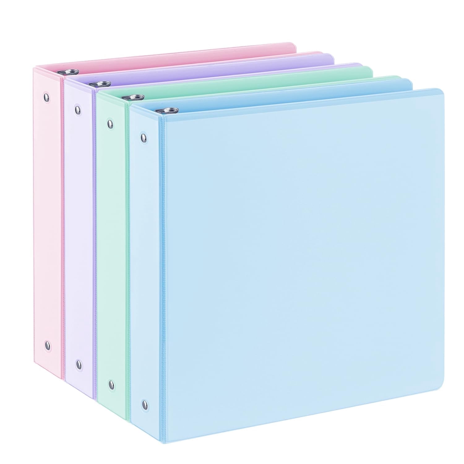 4-Pack 3 Ring Binders, 1.5 Inch Round O-Ring View Binders, Holds 200 Letter Size Sheets, with Pockets, Assorted Colors