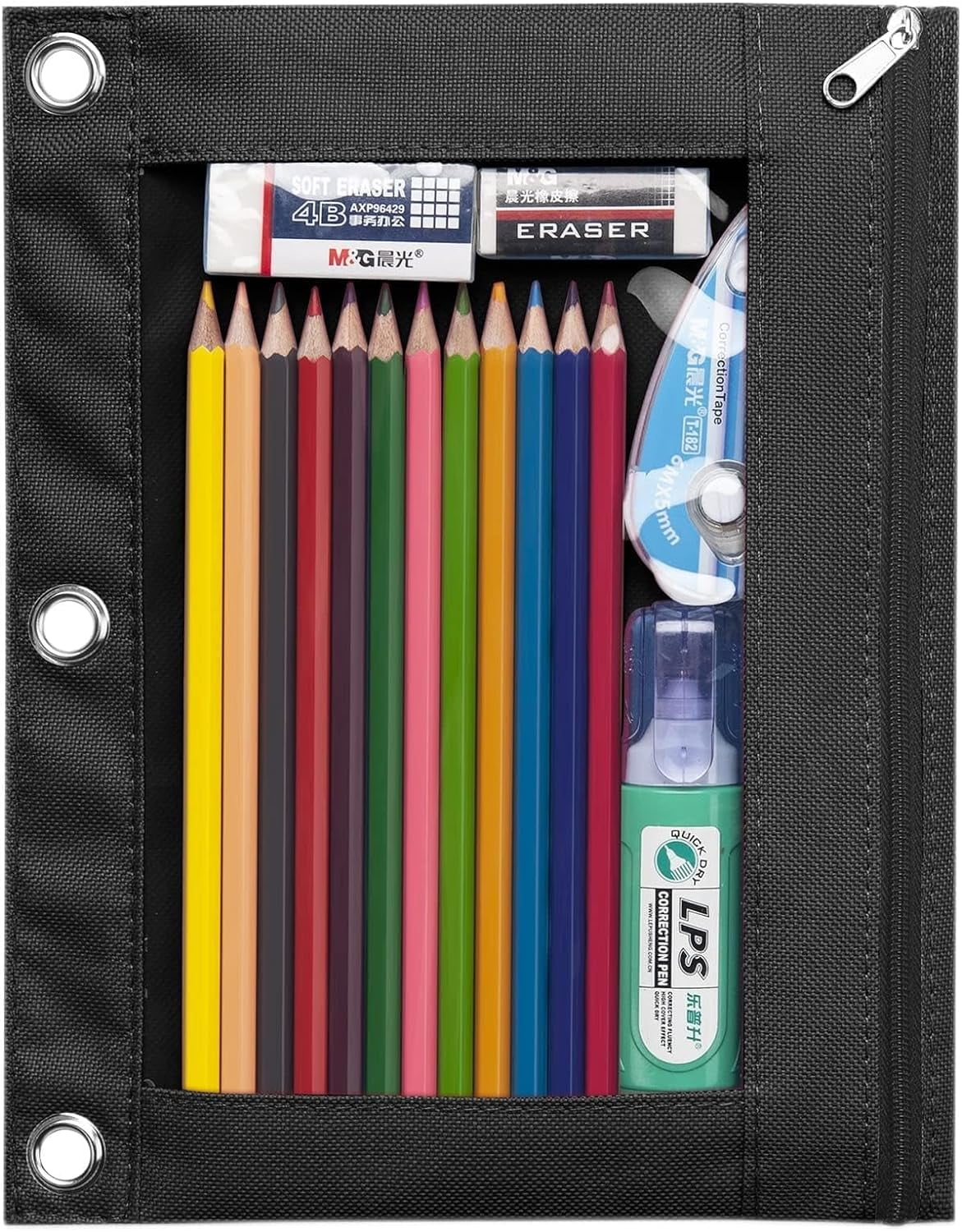 FASIAOU 3-Ring Pen Pencil Pouch With Clear Window Stationery Bag Binder Case Classroom Organizers Black 911a0810 3e8b 417a 9cda Fe34a2210e46.247b638adca9cf2d971e358ed440bb80 - View #7