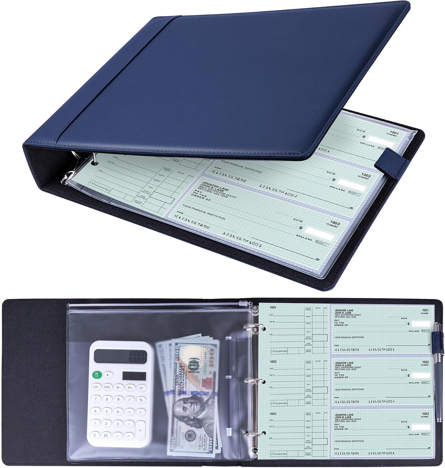 Men's Essential Checks 3 Ring Personal Check Binder for 3-on-a-Page End-Stub Deskbook & Small ...