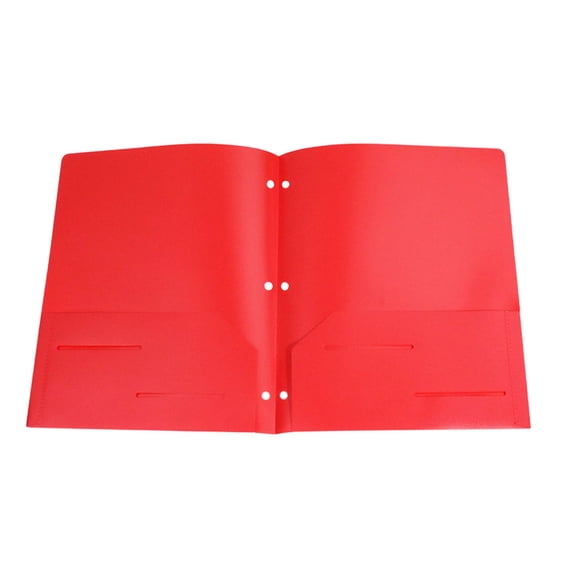 3-Ring Plastic Pocket Folder, Heavy-Duty Document Storage, Letter Size File Organizer for Office & School, Durable Tear-Resistant, Red